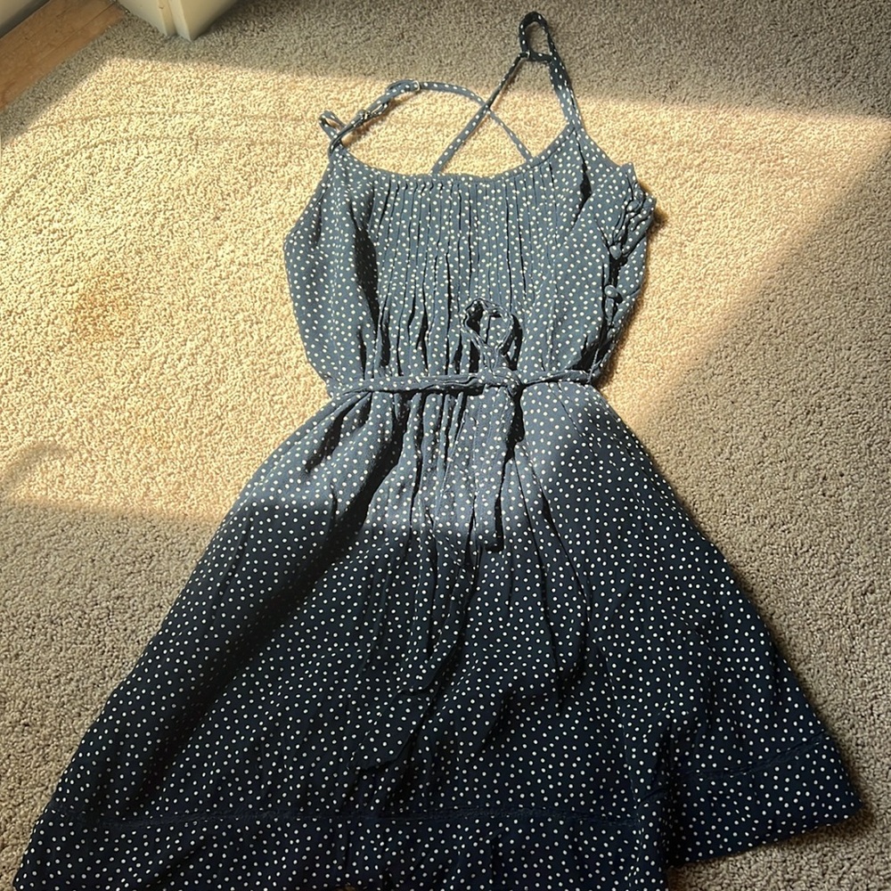Abercrombie and fitch Navy blue white Polka dot dress